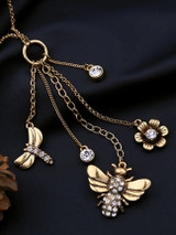 Casual Bee And Floral Pendant Layer Necklace