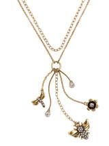 Casual Bee And Floral Pendant Layer Necklace