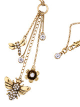 Casual Bee And Floral Pendant Layer Necklace