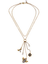 Casual Bee And Floral Pendant Layer Necklace