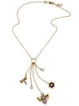 Casual Bee And Floral Pendant Layer Necklace
