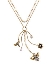 Casual Bee And Floral Pendant Layer Necklace