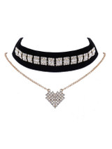 Casual Vintage Velvet Rhinestone Choker Necklace