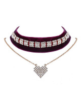 Casual Vintage Velvet Rhinestone Choker Necklace