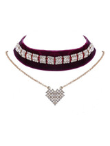 Casual Vintage Velvet Rhinestone Choker Necklace