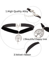Casual Velvet Tree Pendant Choker Necklace