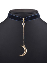 Casual Velvet Sun And Moon Pendant Choker Necklace