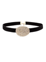 Casual Leather Belt Rhinestone Choker Necklace