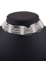Casual Sparkling Layered Rhinestone Choker Necklace