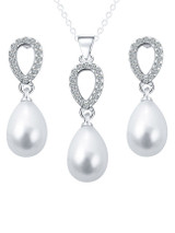 Casual Water-Drop Pearl Zircon Necklace And Earring