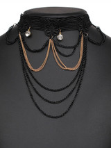 Casual Rhinestone Pendant Lace Chain Choker Necklace