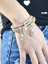 Casual Multicolors Rhinestone Skull Chain Bracelet Set