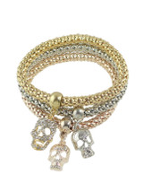 Casual Multicolors Rhinestone Skull Chain Bracelet Set