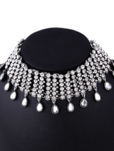 Casual Wide Rhinestone Water-Drop Choker Necklace