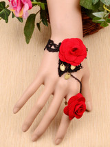 Casual Vintage Lace Rose Bracelet With Ring