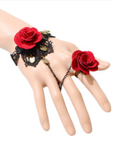 Casual Vintage Lace Rose Bracelet With Ring