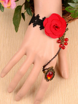 Casual Rose Lace Charm Bracelet With Ring