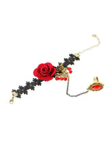 Casual Rose Lace Charm Bracelet With Ring