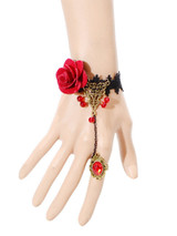 Casual Rose Lace Charm Bracelet With Ring