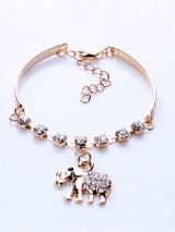 Casual Elephant Rhinestone Pendant Bracelet