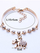 Casual Elephant Rhinestone Pendant Bracelet
