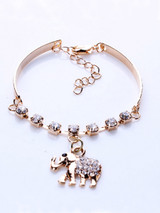 Casual Elephant Rhinestone Pendant Bracelet