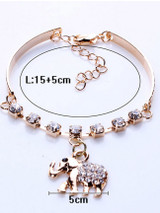 Casual Elephant Rhinestone Pendant Bracelet