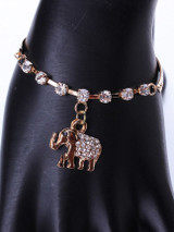 Casual Elephant Rhinestone Pendant Bracelet