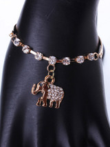 Casual Elephant Rhinestone Pendant Bracelet