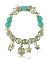 Casual Stars Pendant Turquoise Beads Bracelet