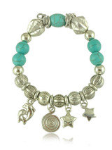 Casual Stars Pendant Turquoise Beads Bracelet