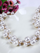 Casual Chic Faux Pearl With Rhinestone Necklace And Earring