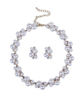 Casual Chic Faux Pearl With Rhinestone Necklace And Earring