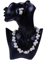Casual Chic Faux Pearl With Rhinestone Necklace And Earring
