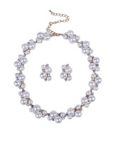 Casual Chic Faux Pearl With Rhinestone Necklace And Earring