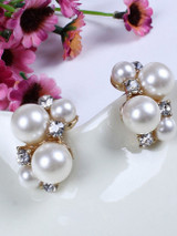 Casual Chic Faux Pearl With Rhinestone Necklace And Earring