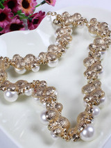 Casual Chic Faux Pearl With Rhinestone Necklace And Earring