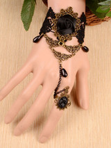 Casual Gothic Lace Rose Bracelet With Ring