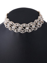 Casual Alloy Rhinestone Hollow Out Choker Necklace