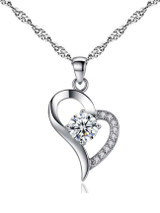 Charming Faux Rhinestone Heart Shape Pendant Necklace
