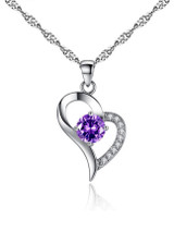 Charming Faux Rhinestone Heart Shape Pendant Necklace