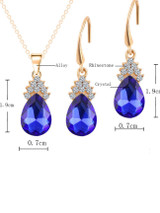 Casual Zircon Crystal Drop Necklace Earrings Set