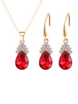 Casual Zircon Crystal Drop Necklace Earrings Set