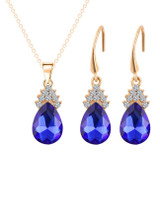 Casual Zircon Crystal Drop Necklace Earrings Set