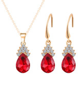 Casual Zircon Crystal Drop Necklace Earrings Set