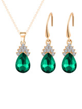 Casual Zircon Crystal Drop Necklace Earrings Set