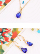 Casual Zircon Crystal Drop Necklace Earrings Set