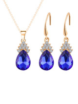 Casual Zircon Crystal Drop Necklace Earrings Set