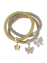 Casual Elastic Multicolors Chain Bracelet With Rhinestone Butterfly