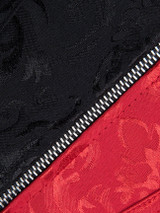 Casual Bowknot Ruffle Trim Zips Color Block Corset